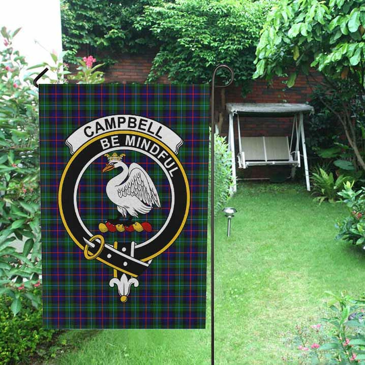 Campbell Tartan Crest Garden Flag