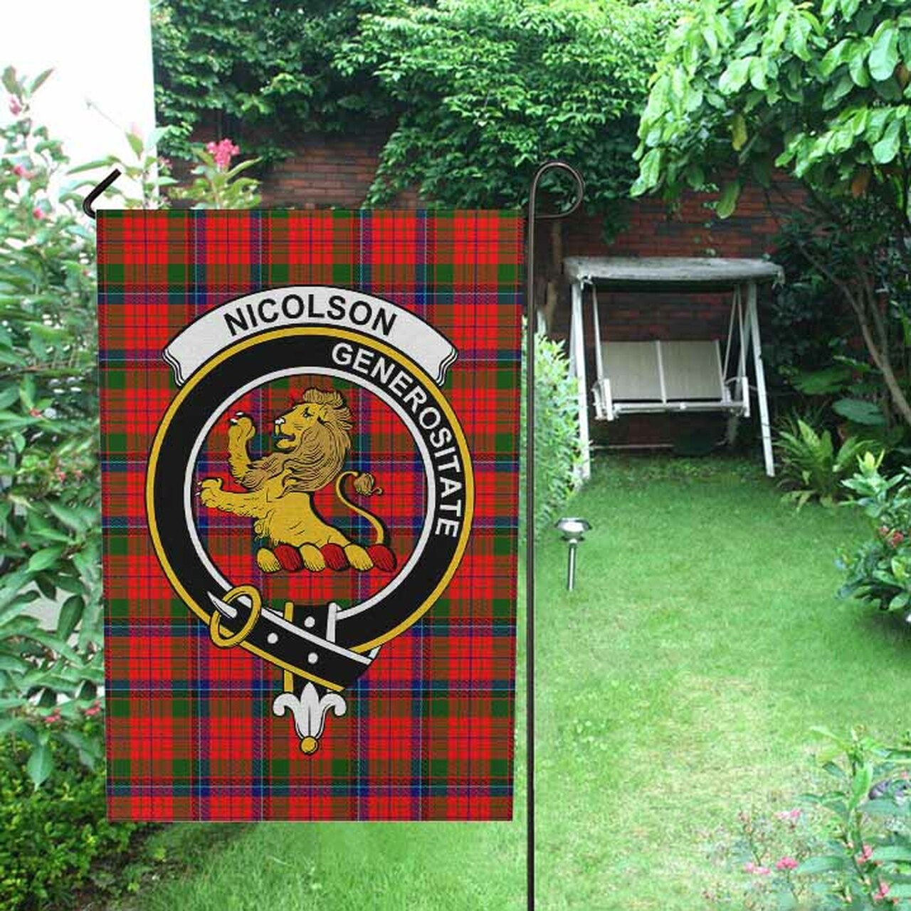 Nicolson Tartan Crest Garden Flag