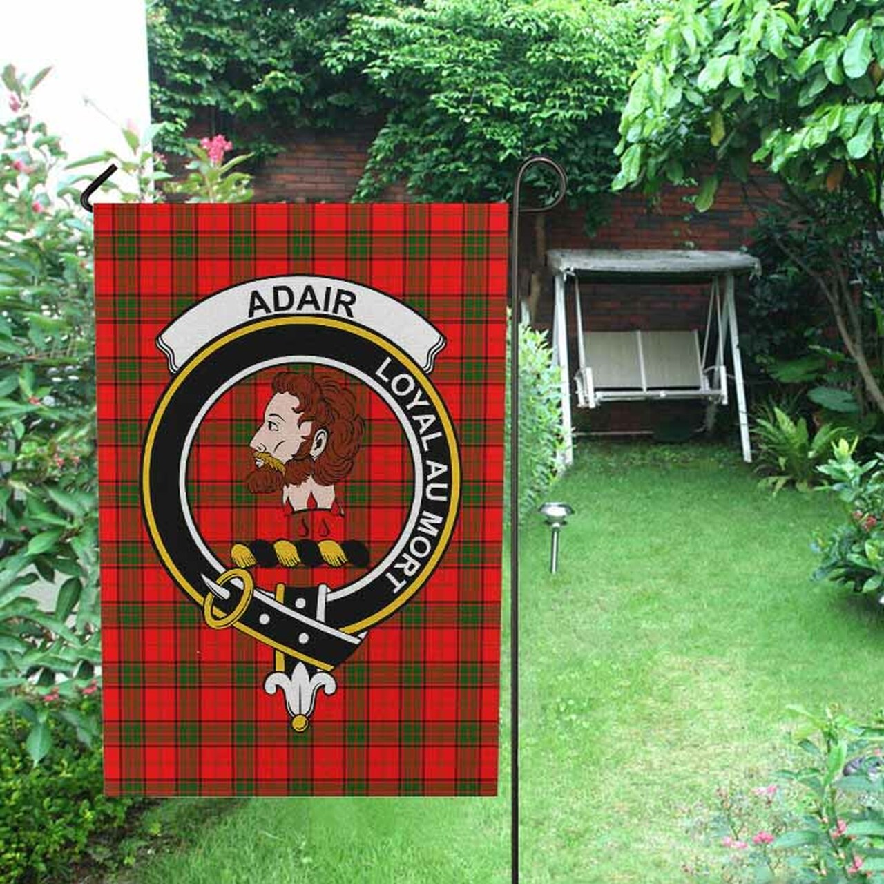 Adair Tartan Crest Garden Flag