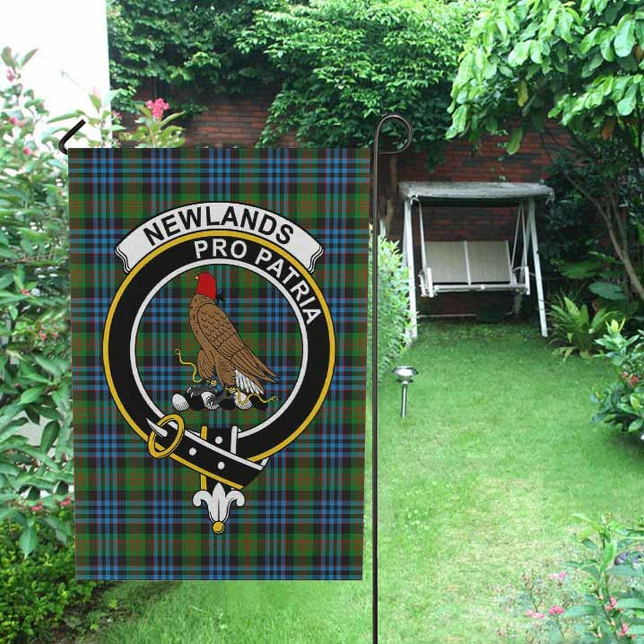 Newlands Tartan Crest Garden Flag