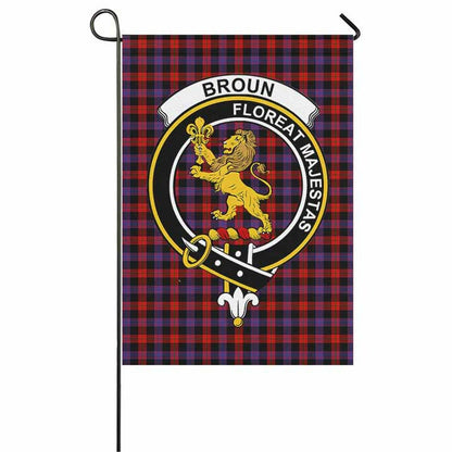 Broun Tartan Crest Garden Flag