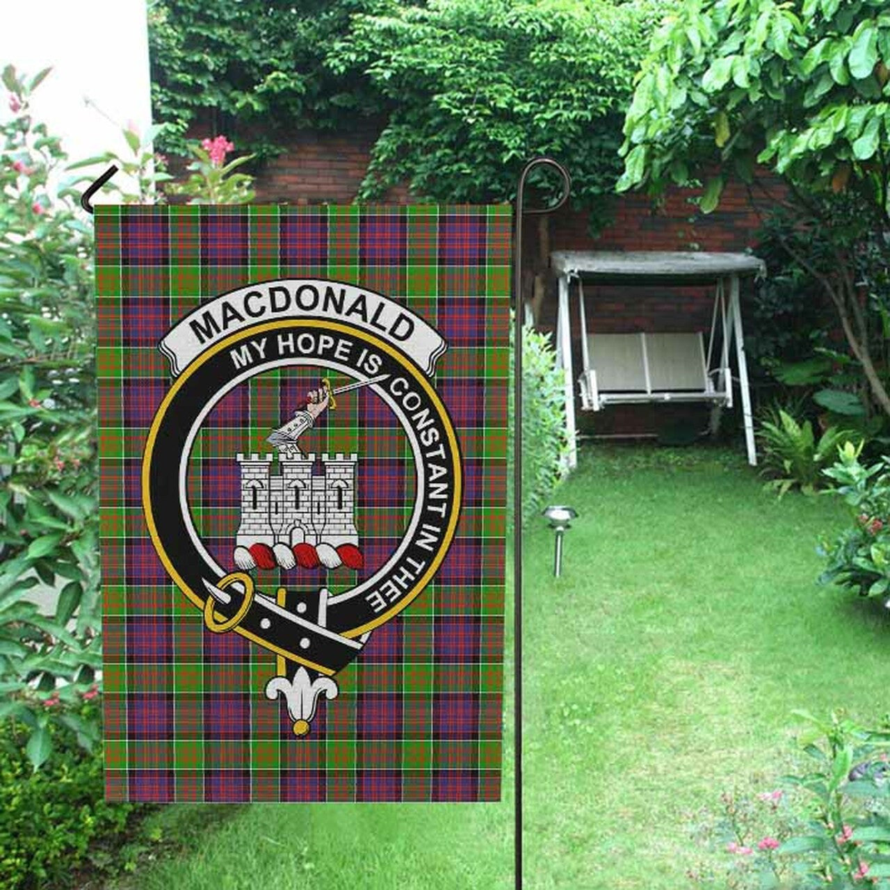 MacDonald (Clan Ranald) Tartan Crest Garden Flag