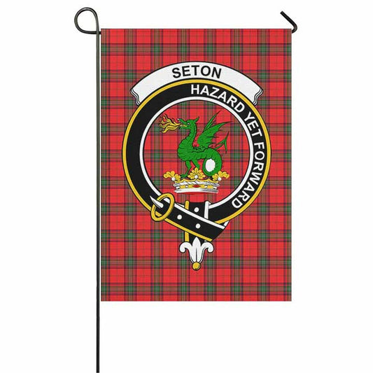 Seton Tartan Crest Garden Flag