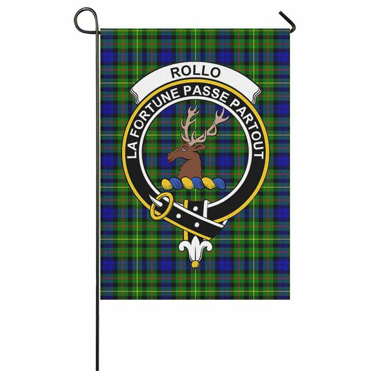 Rollo Tartan Crest Garden Flag