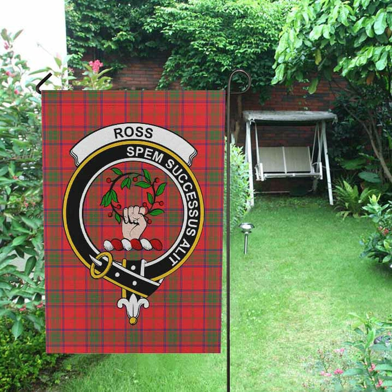 Ross Tartan Crest Garden Flag