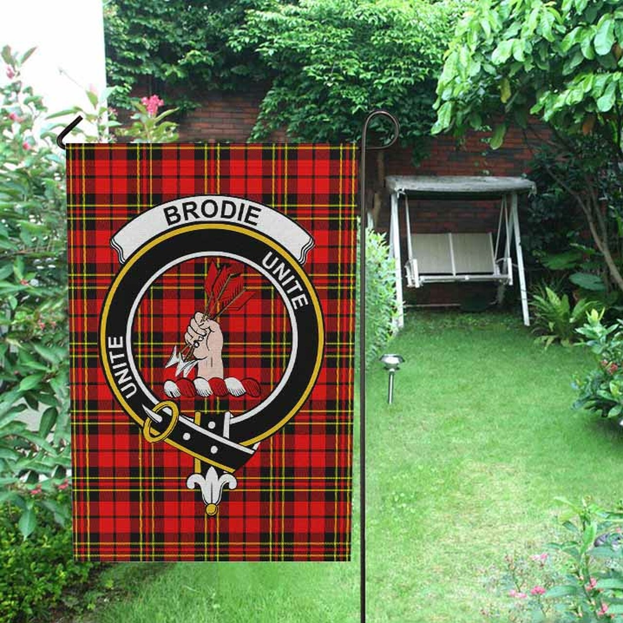 Brodie Tartan Crest Garden Flag