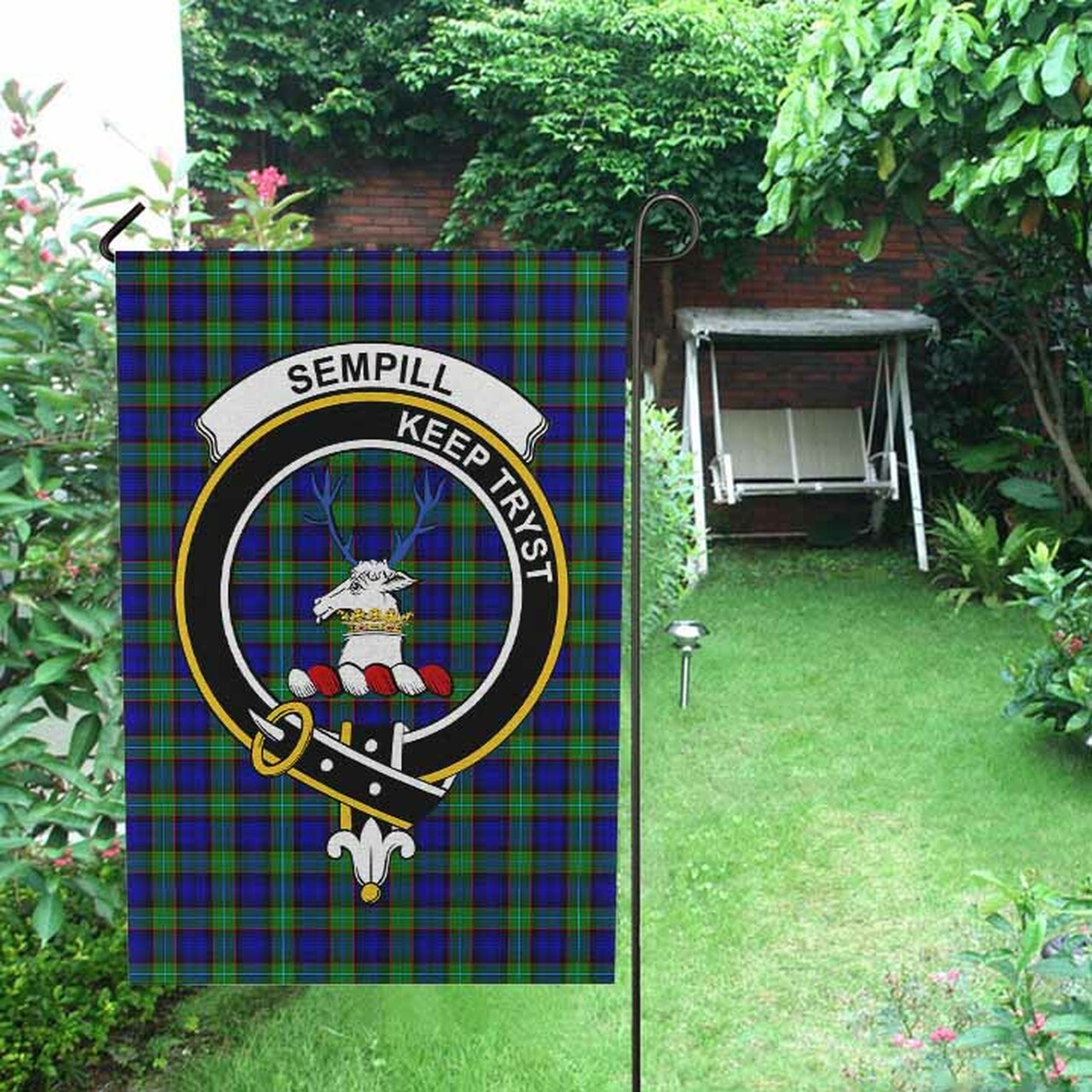 Sempill Tartan Crest Garden Flag