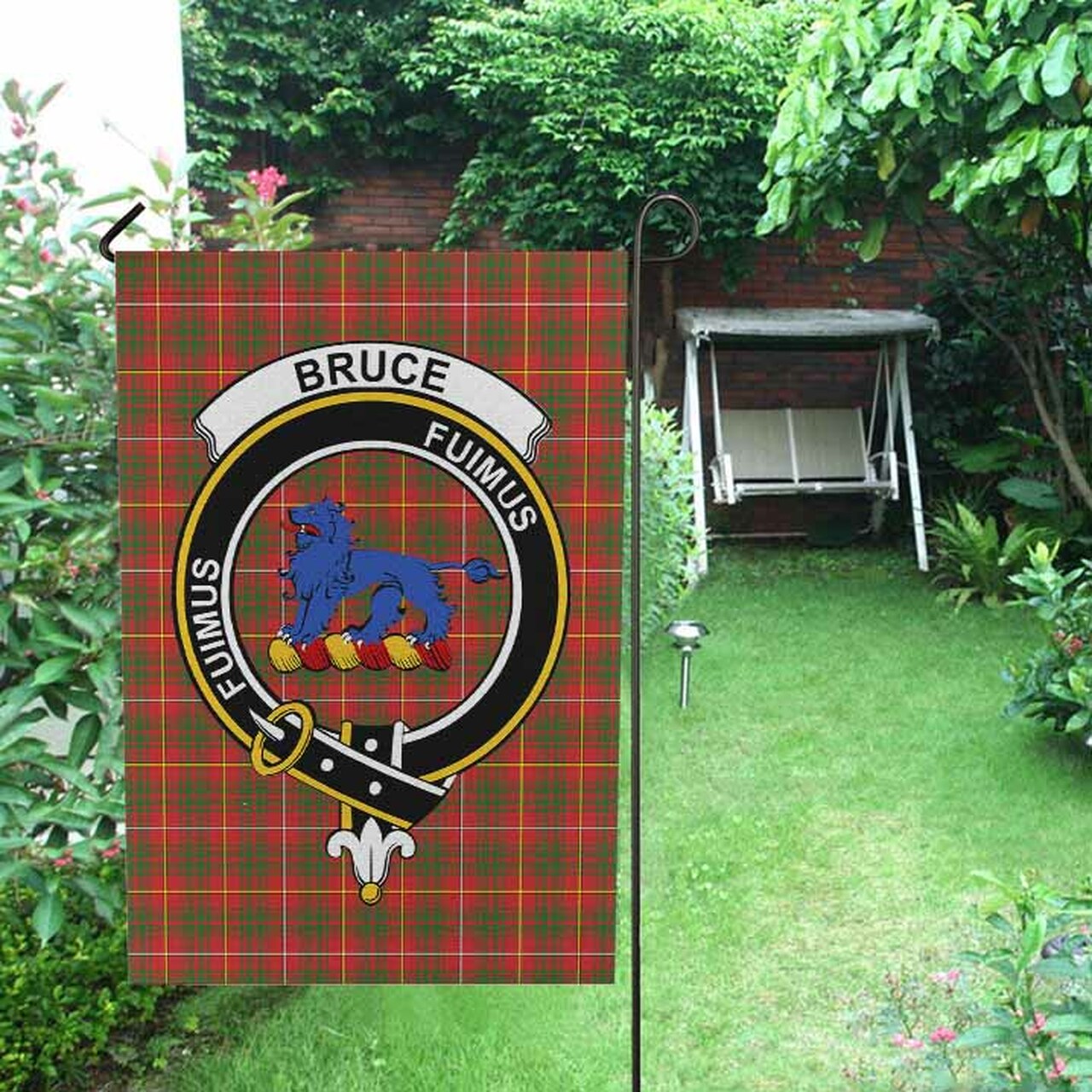 Bruce Tartan Crest Garden Flag