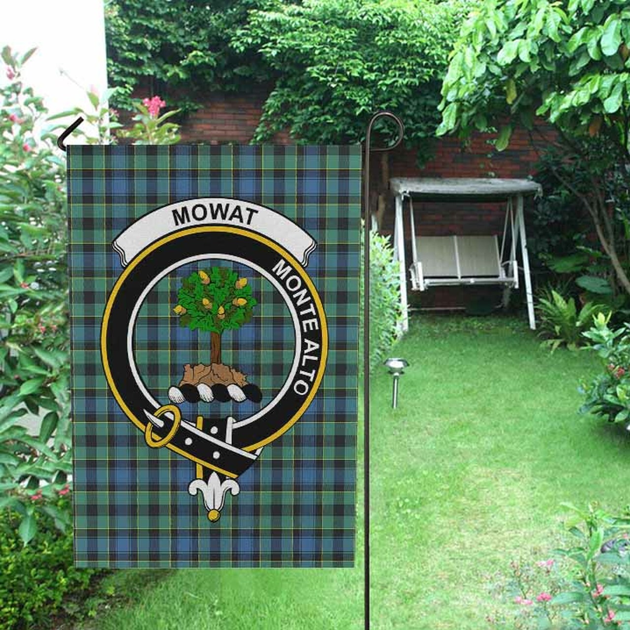 Mowat (of Inglistoun) Tartan Crest Garden Flag