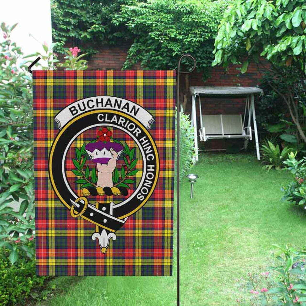 Buchanan Tartan Crest Garden Flag