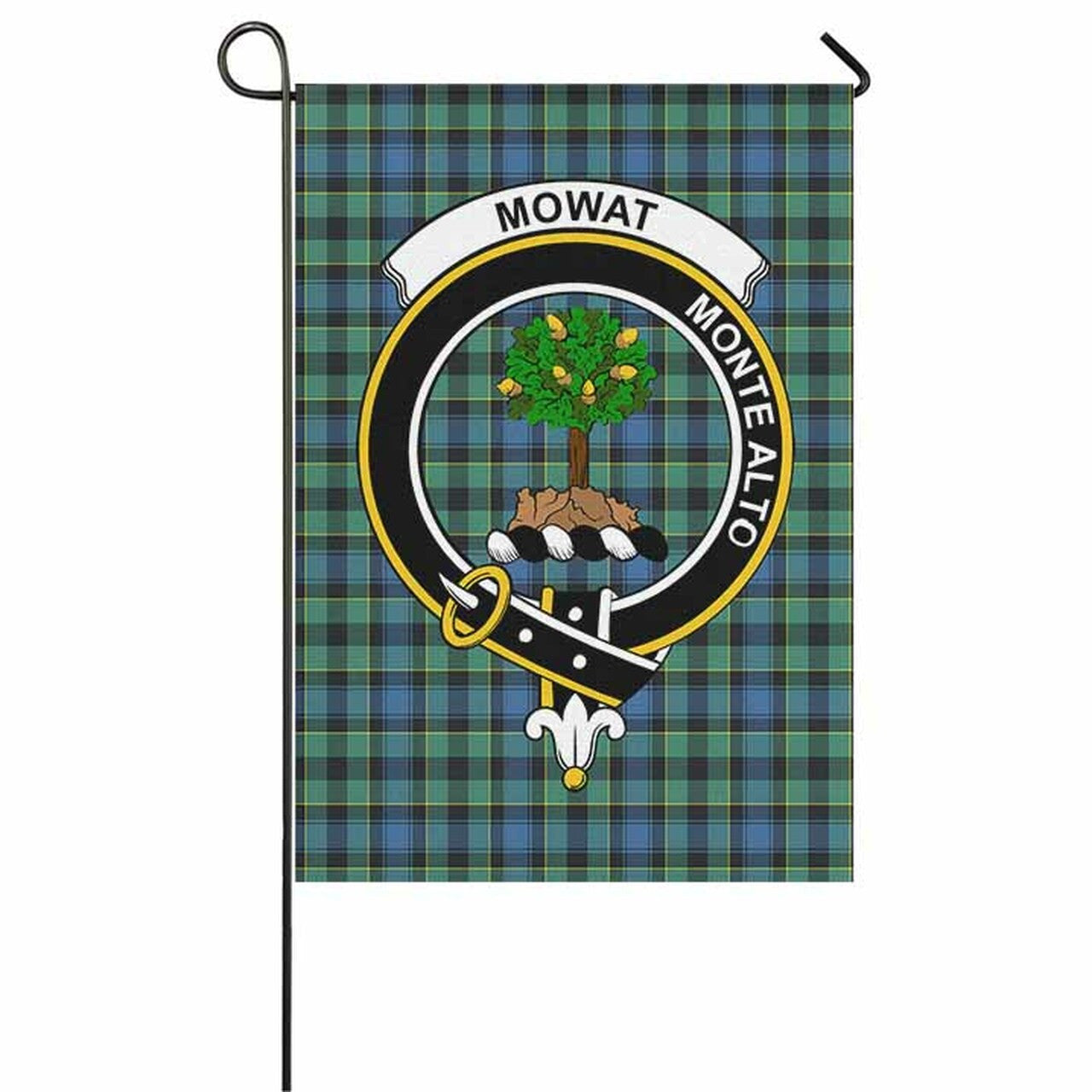 Mowat (of Inglistoun) Tartan Crest Garden Flag