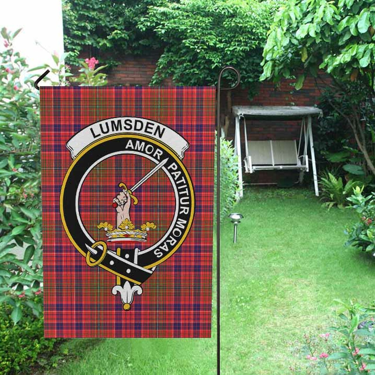 Lumsden Tartan Crest Garden Flag