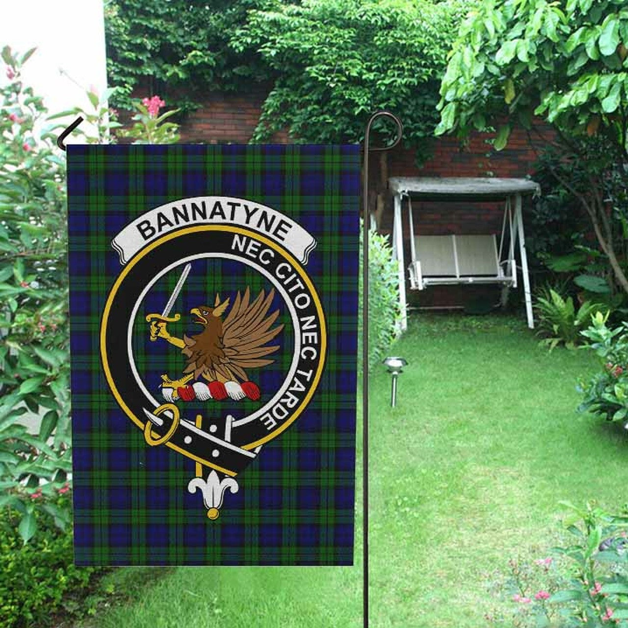 Bannatyne Tartan Crest Garden Flag