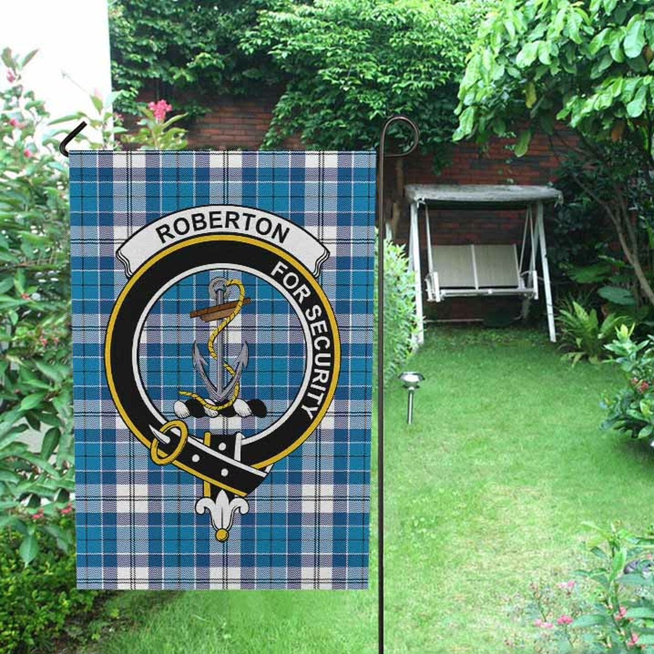 Roberton Tartan Crest Garden Flag