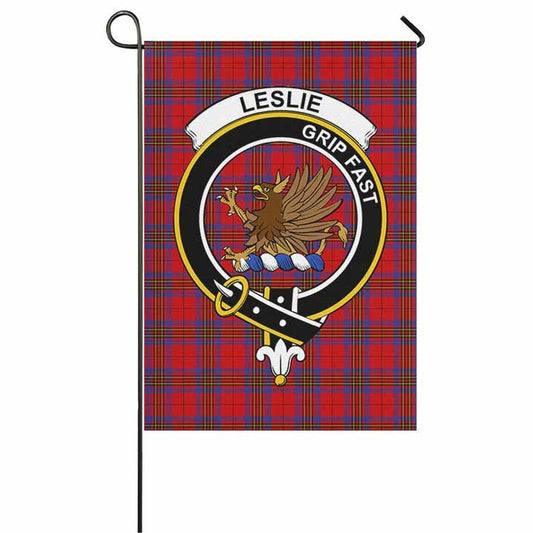 Leslie Tartan Crest Garden Flag