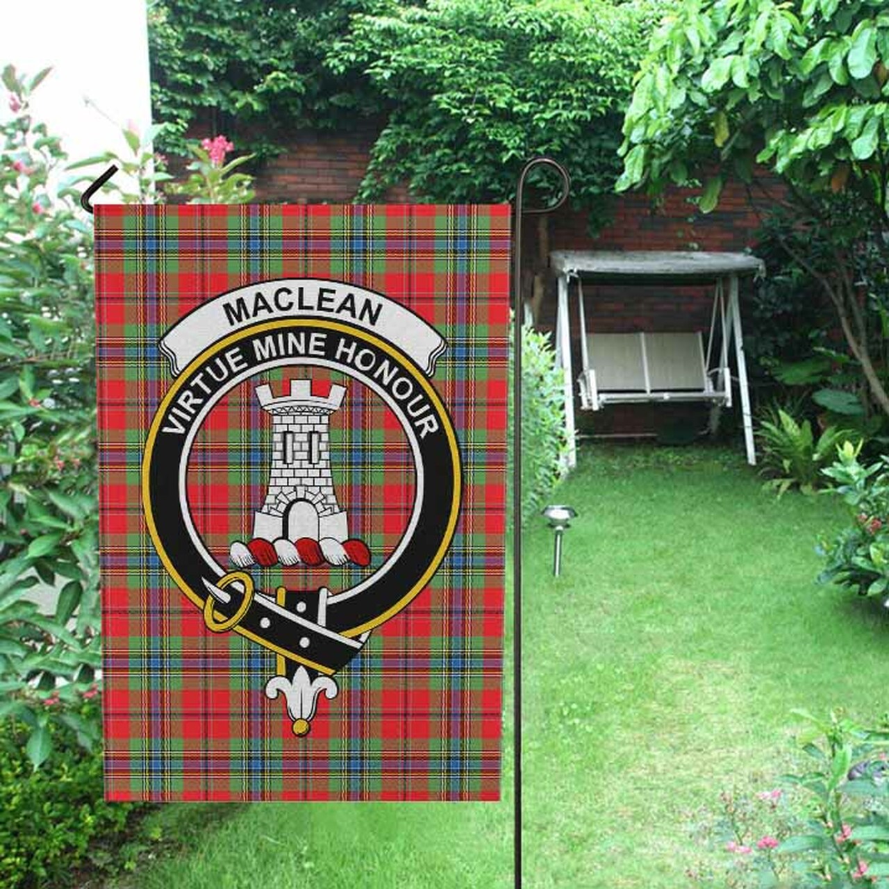 MacLean Tartan Crest Garden Flag