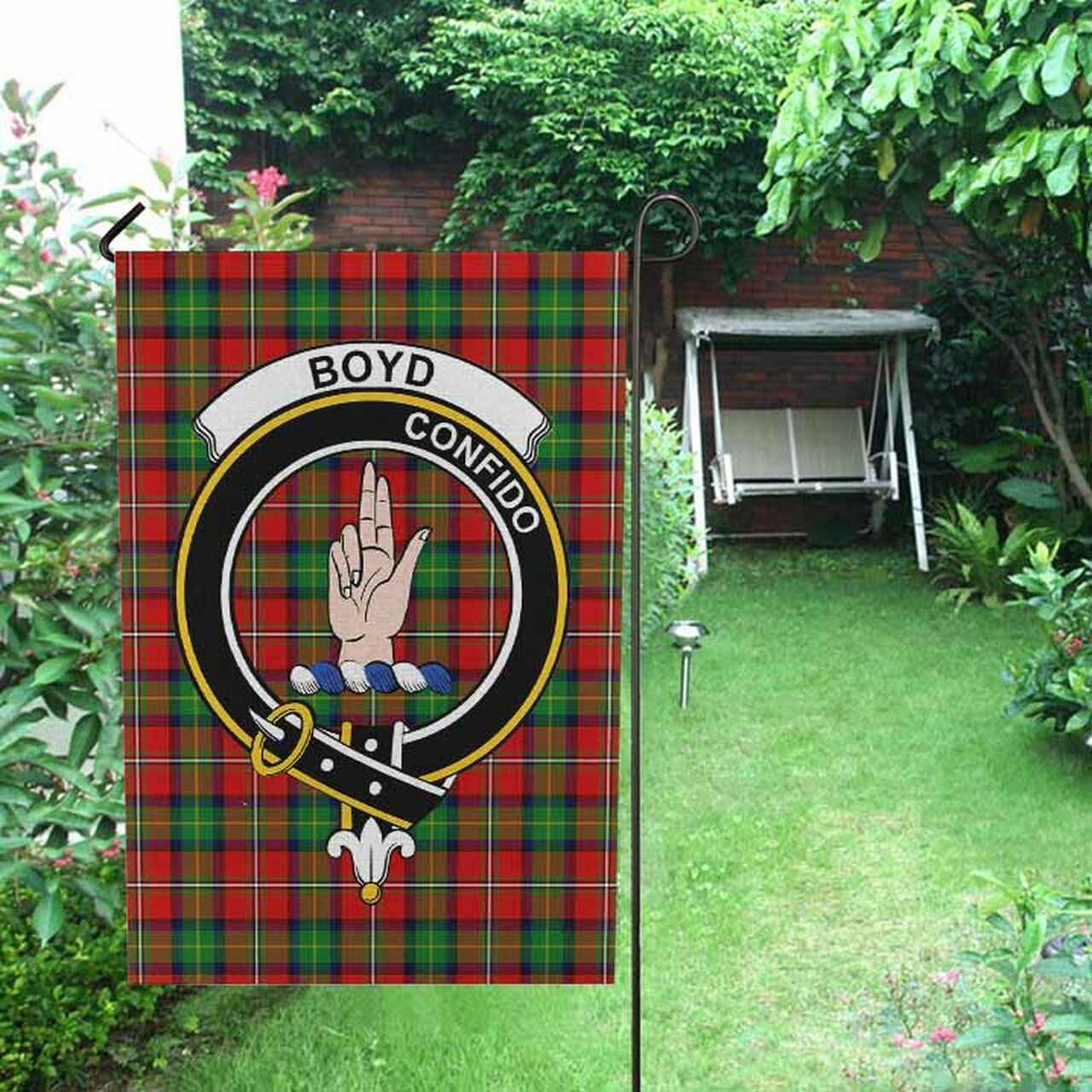 Boyd Tartan Crest Garden Flag