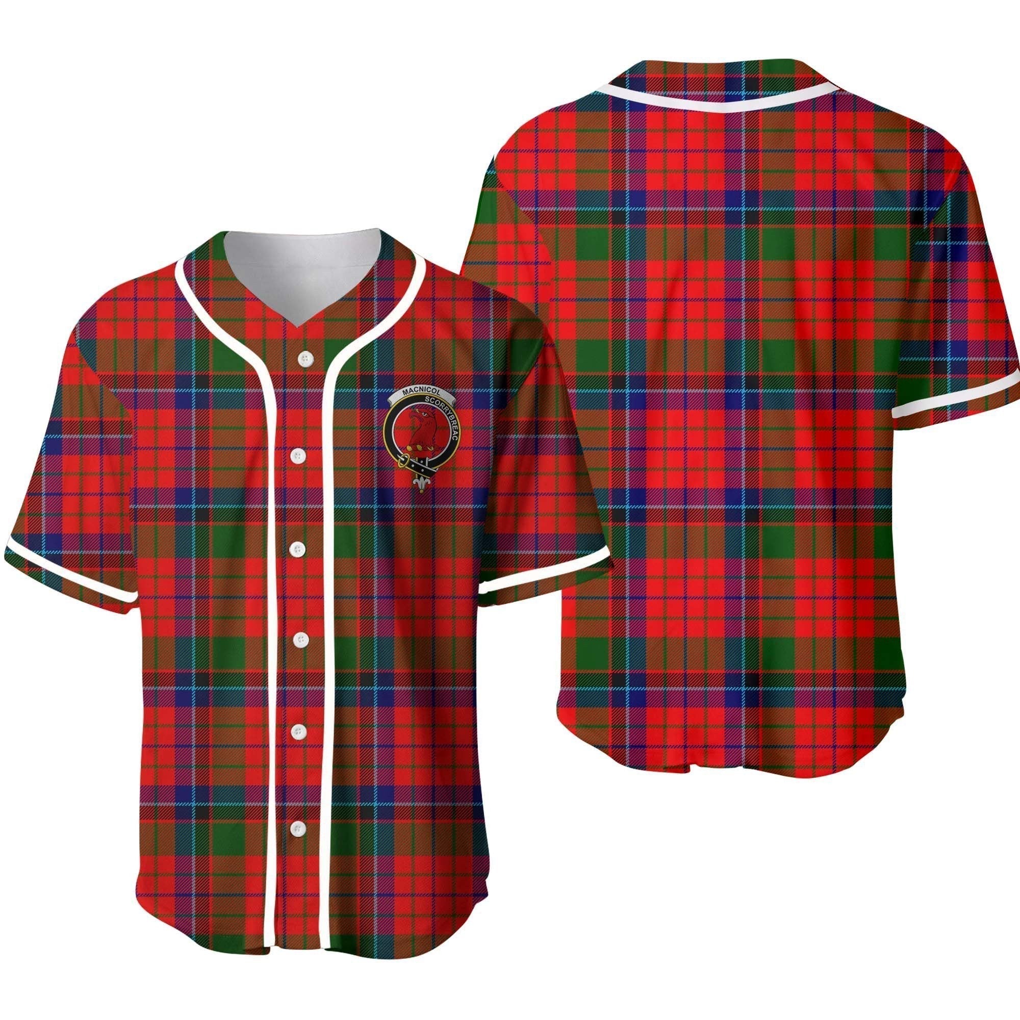 MacNicol (of Scorrybreac) Tartan Crest Baseball Jersey