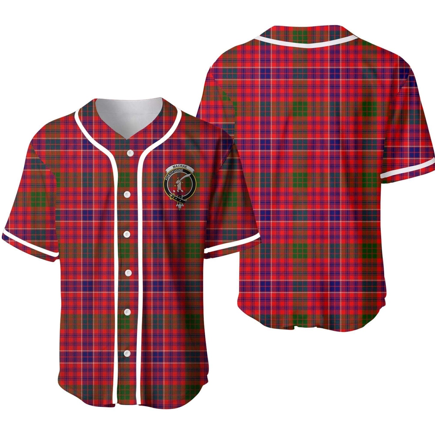 MacRae Tartan Crest Baseball Jersey