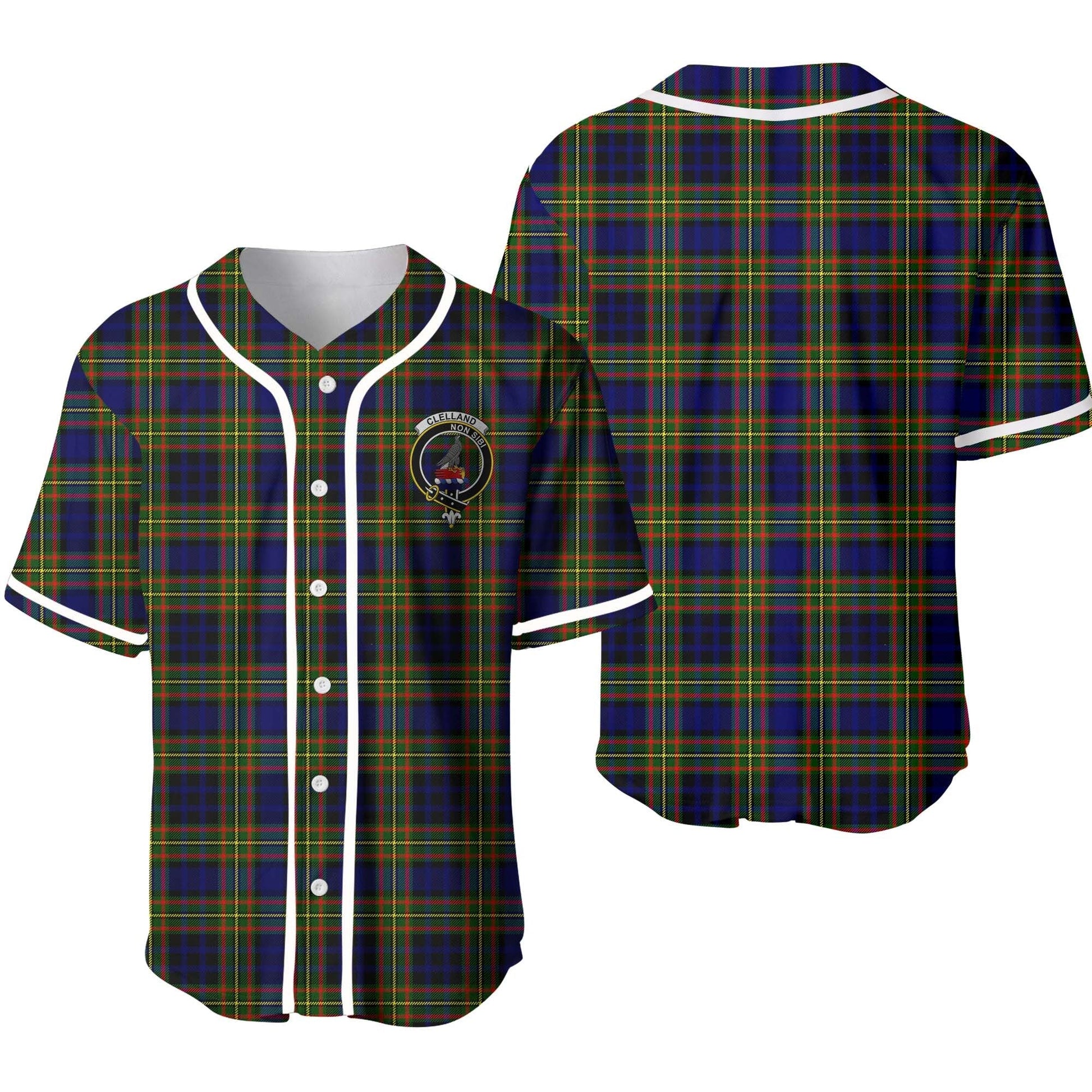 Clelland Tartan Crest Baseball Jersey