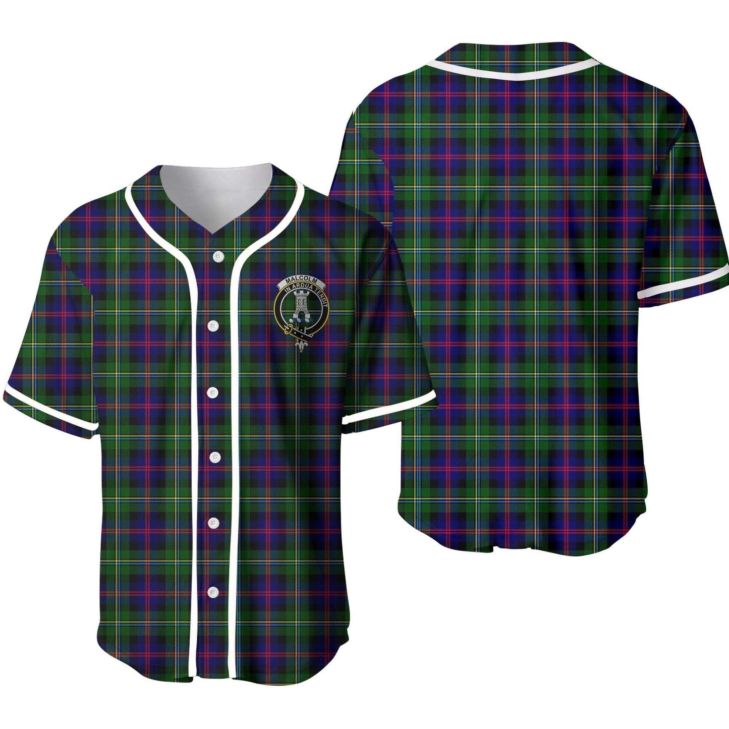 Malcolm (or MacCallum) Tartan Crest Baseball Jersey