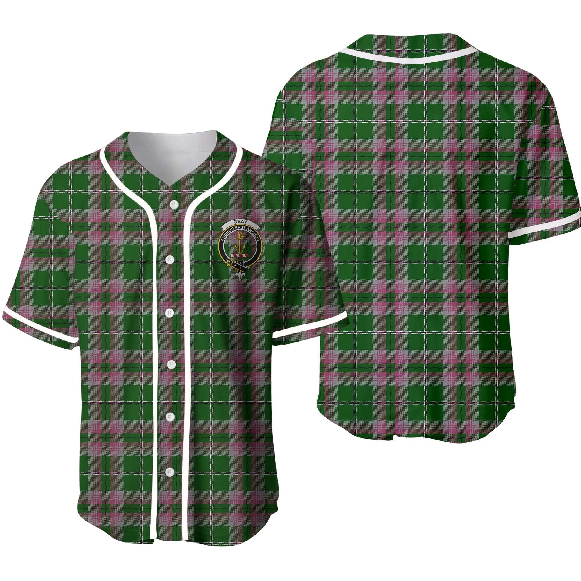 Gray Tartan Crest Baseball Jersey
