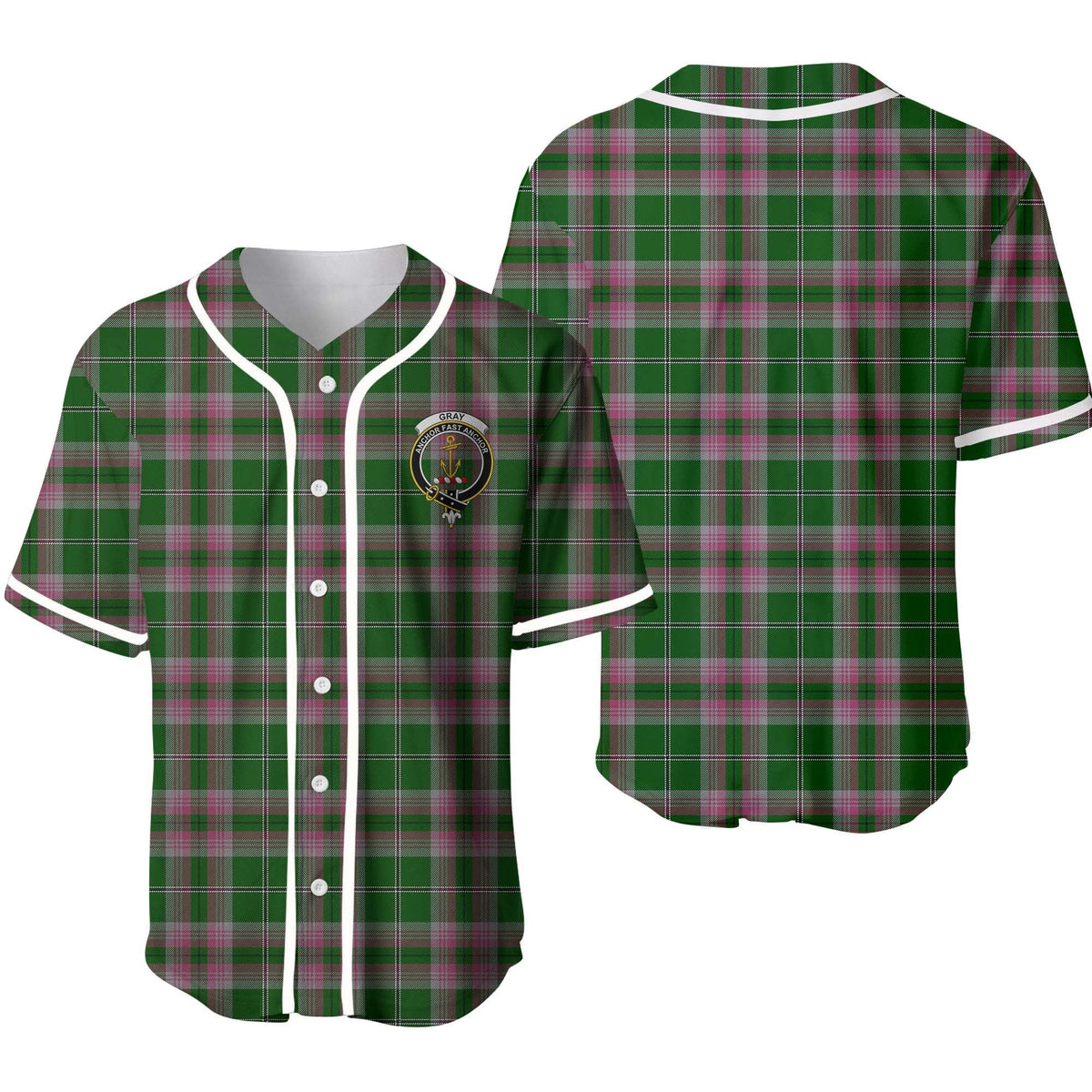 Gray Tartan Crest Baseball Jersey