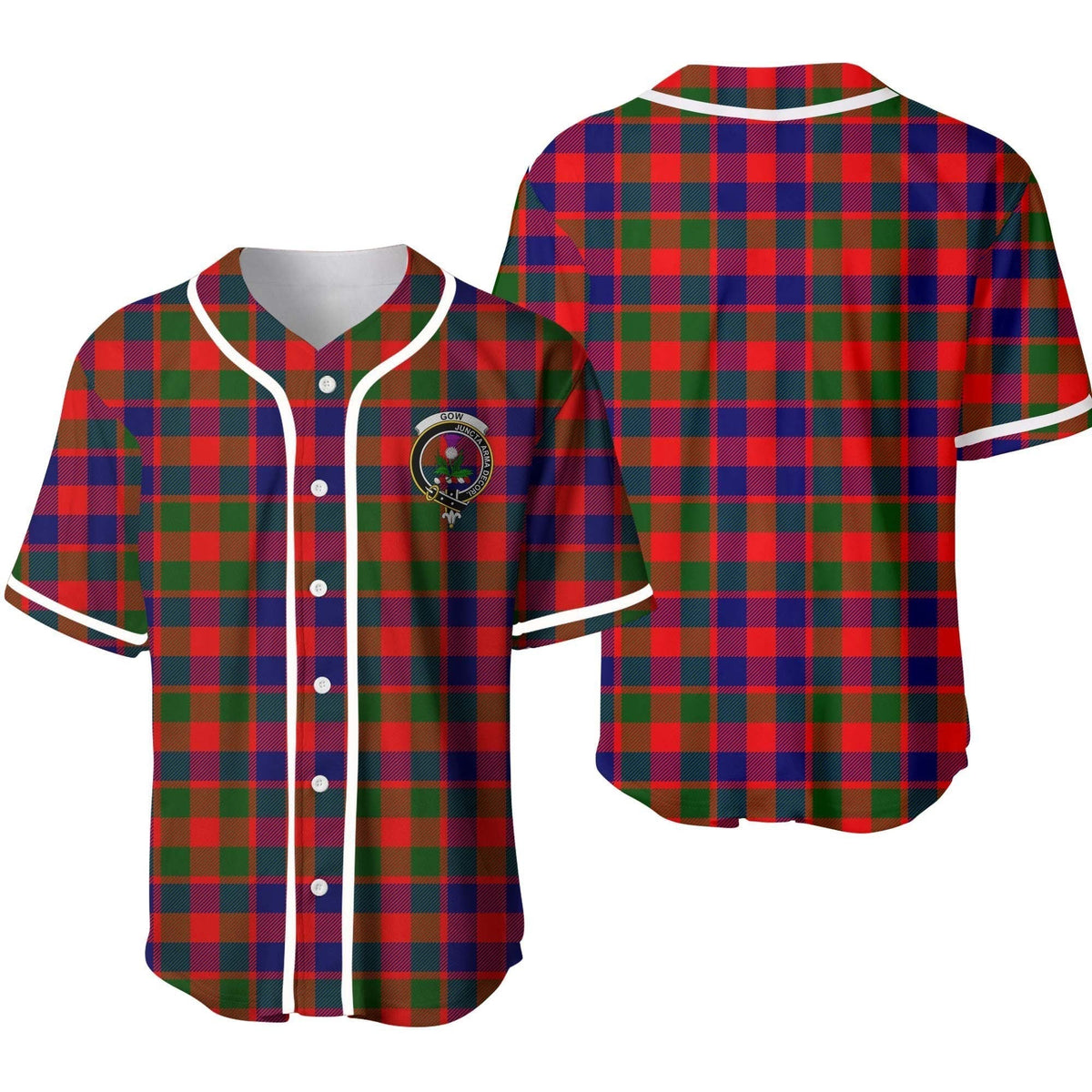 Gow (of Skeoch) Tartan Crest Baseball Jersey