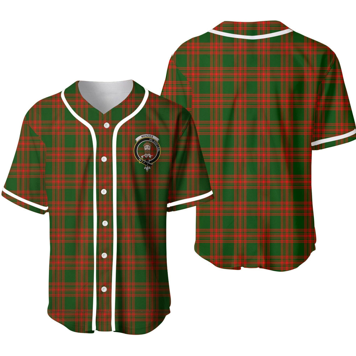 MENZIES GREEN MODERN Tartan Crest Baseball Jersey