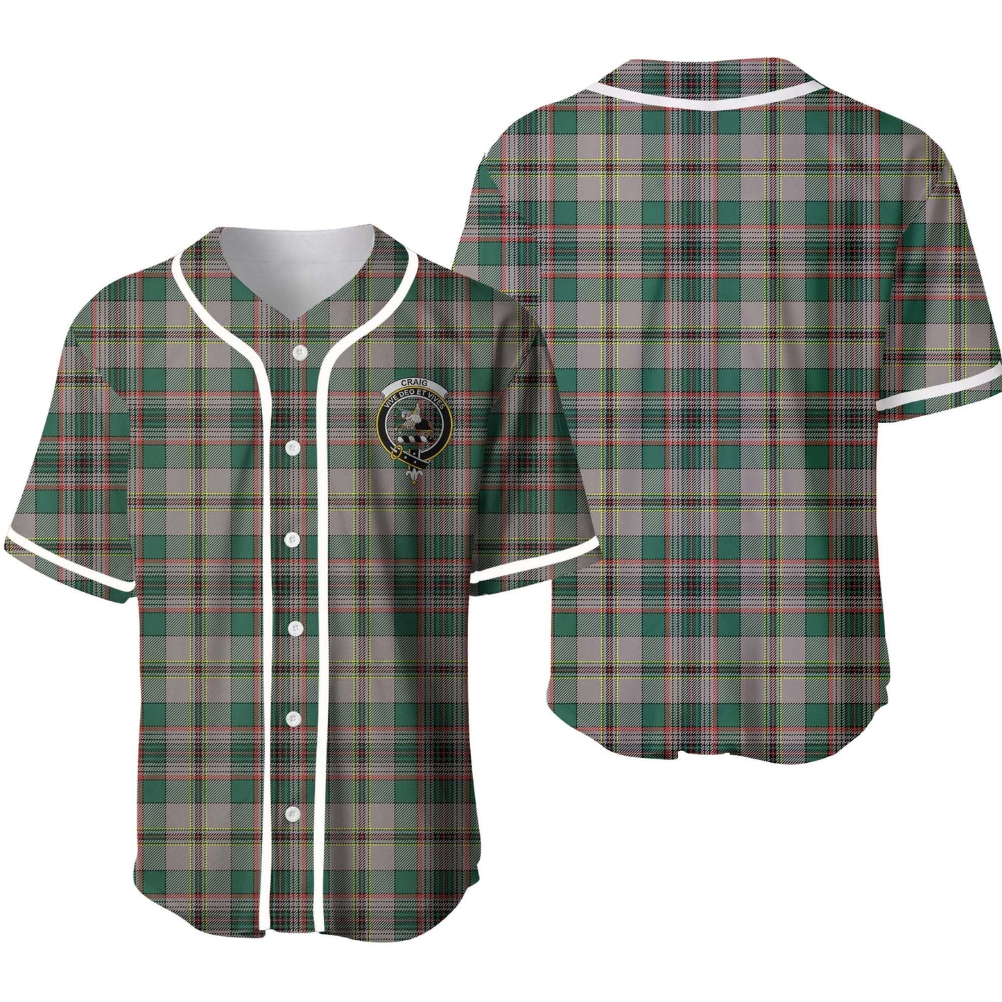 Craig Ancient Tartan Crest Baseball Jersey