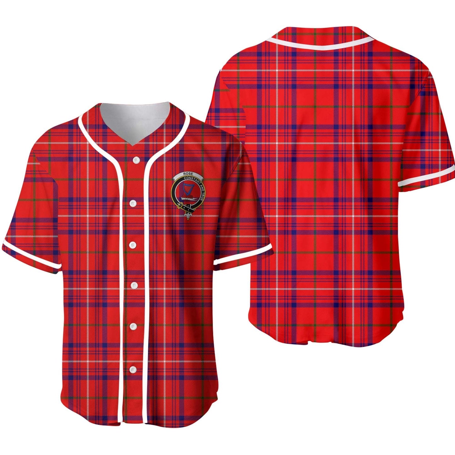 Rose Tartan Crest Baseball Jersey