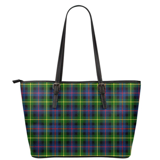 Farquharson Modern Tartan Plaid Leather Tote