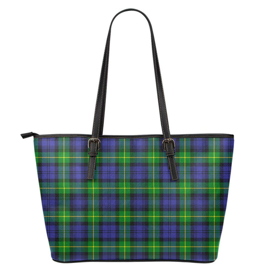 Gordon Modern Tartan Plaid Leather Tote