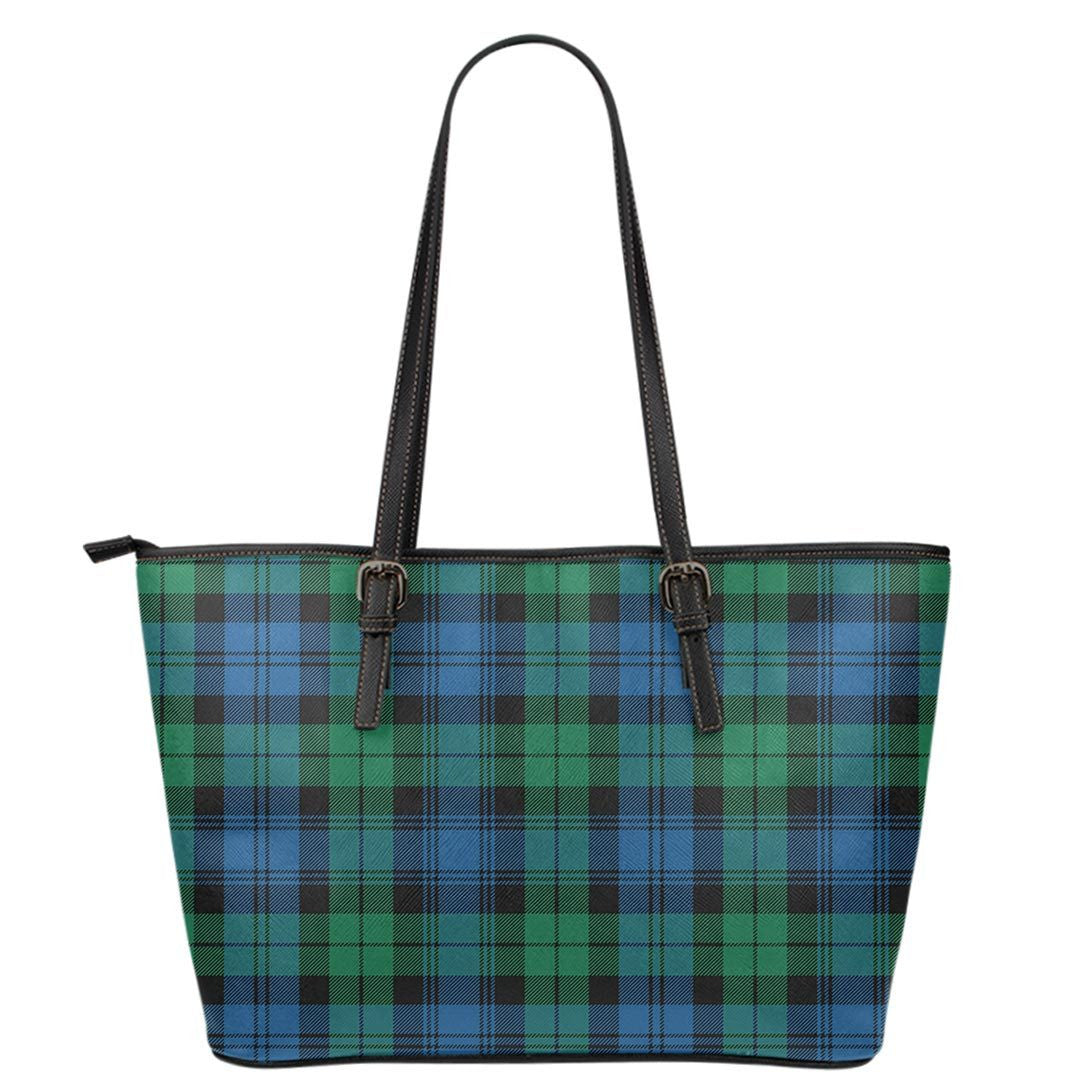Blackwatch Ancient Tartan Plaid Leather Tote