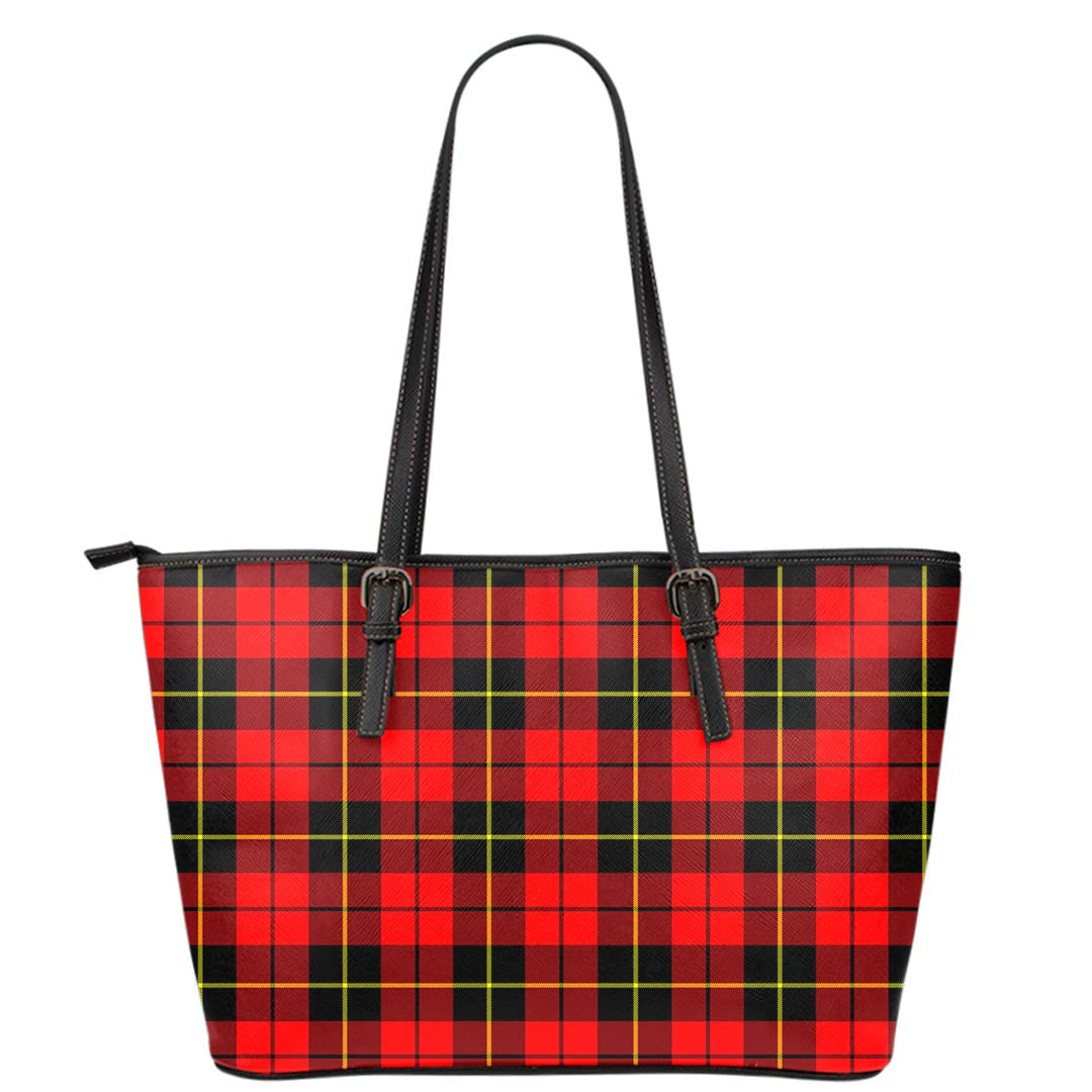 Wallace Hunting - Red Tartan Plaid Leather Tote