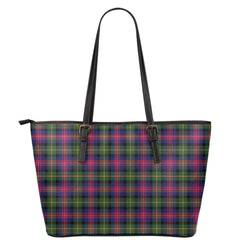 Logan Modern Tartan Plaid Leather Tote