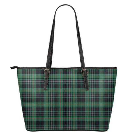 MacAulay Hunting Ancient Tartan Plaid Leather Tote