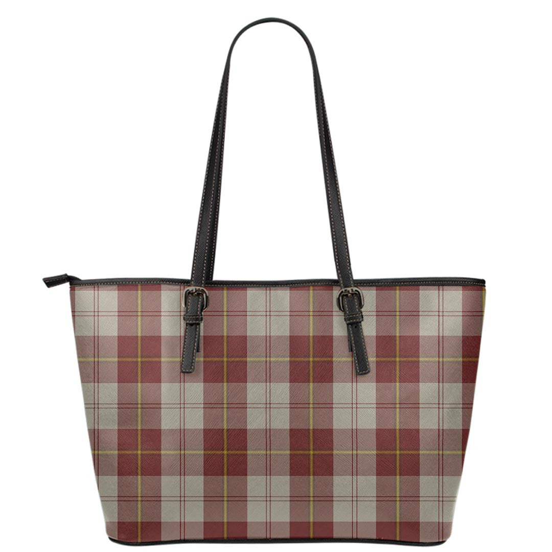 Cunningham Burgundy Dancers Tartan Plaid Leather Tote