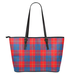 Galloway Red Tartan Plaid Leather Tote