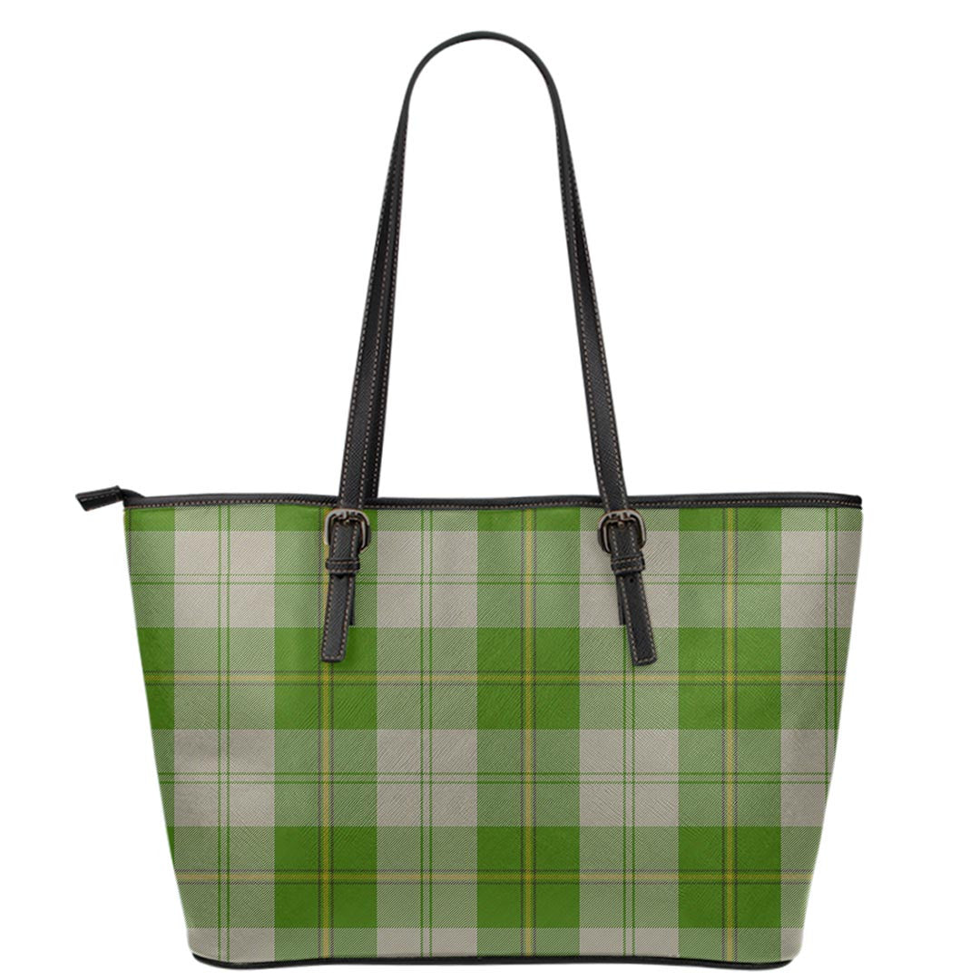 Cunningham Dress Green Dancers Tartan Plaid Leather Tote