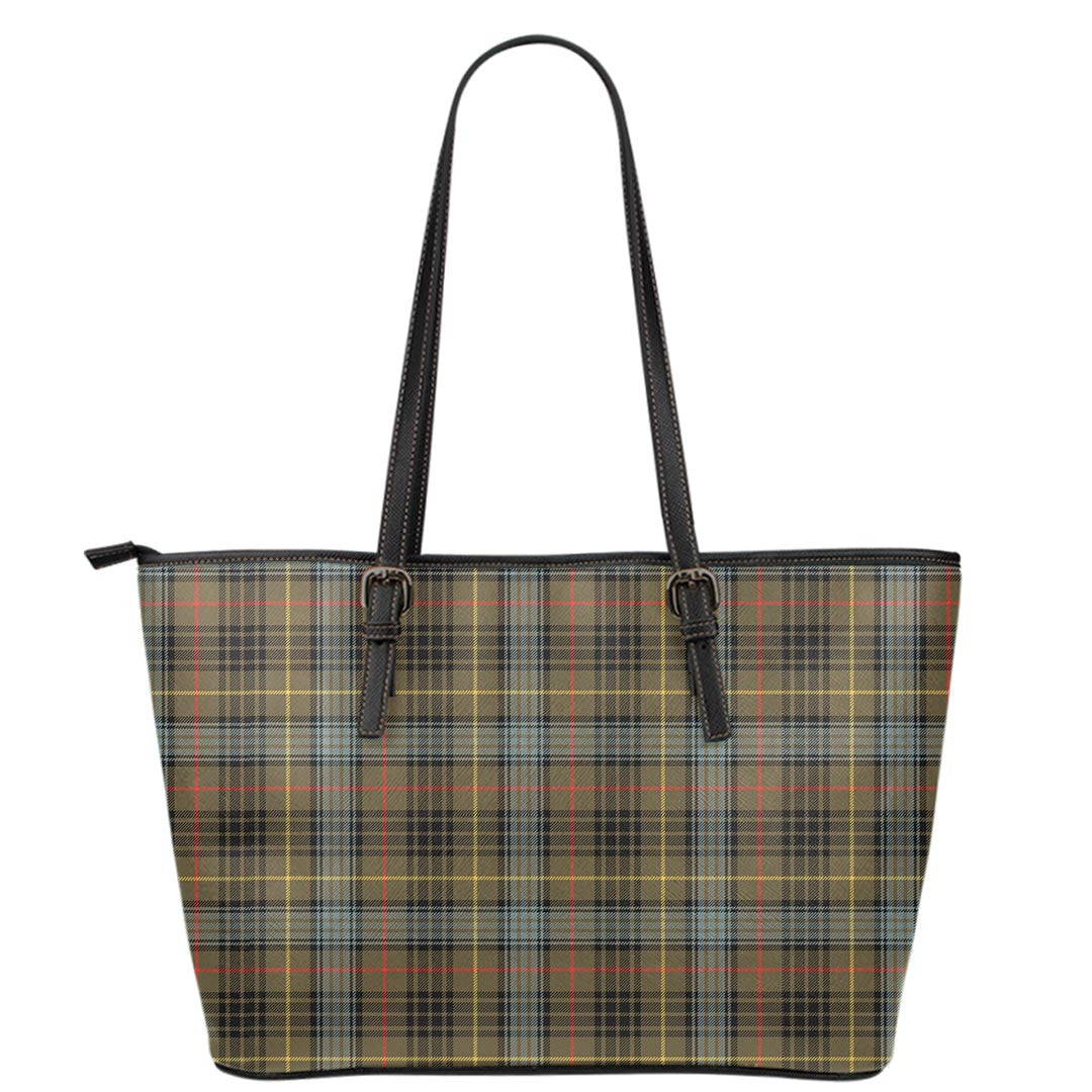 Stewart Hunting Weathered Tartan Plaid Leather Tote