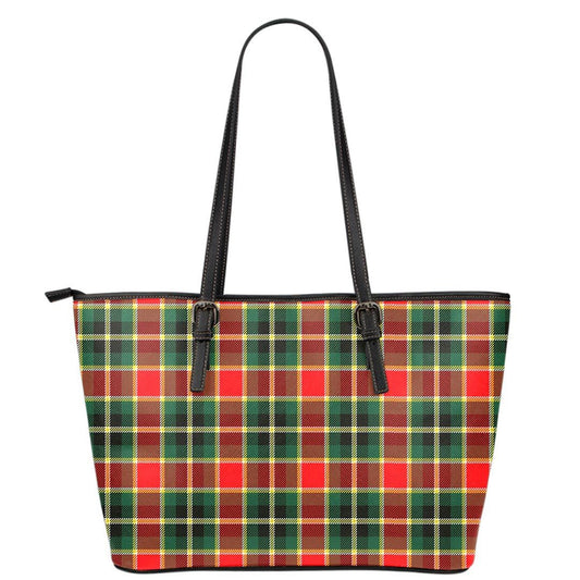 MacLachlan Hunting Modern Tartan Plaid Leather Tote