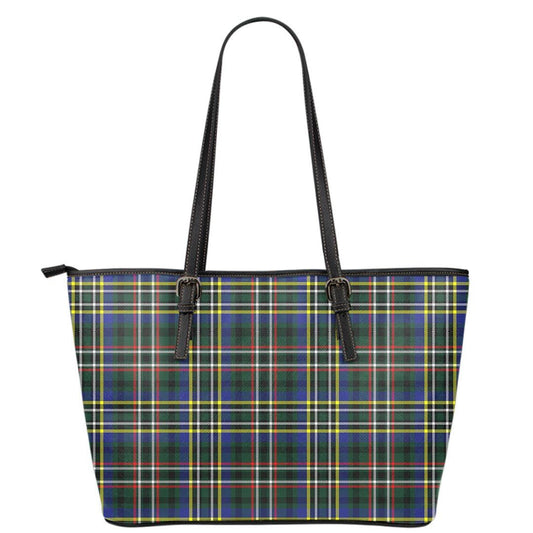 SCOTT GREEN MODERN Tartan Plaid Leather Tote