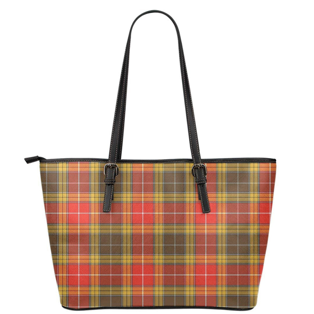 Buchanan Old Set Weathered Tartan Plaid Leather Tote