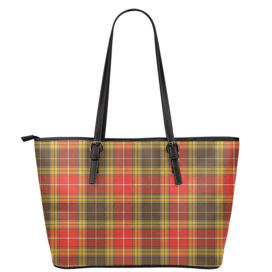 Buchanan Old Set Weathered Tartan Plaid Leather Tote