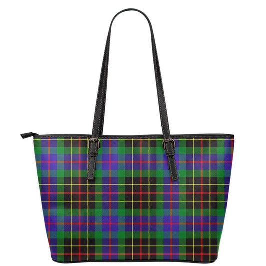 Brodie Hunting Modern Tartan Plaid Leather Tote