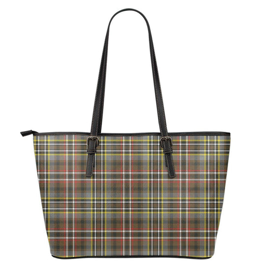 SCOTT GREEN WEATHERED Tartan Plaid Leather Tote