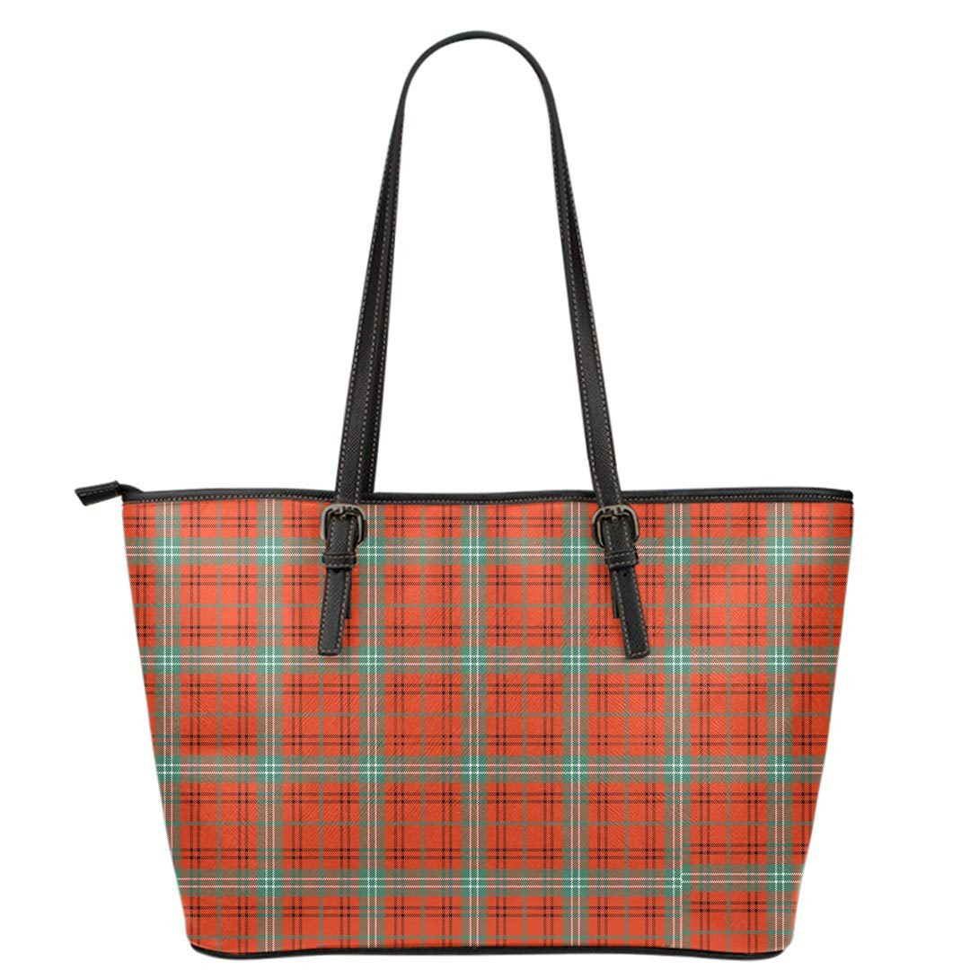 Morrison Red Ancient Tartan Plaid Leather Tote