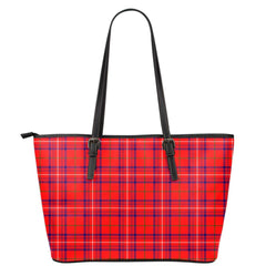 Rose Modern Tartan Plaid Leather Tote