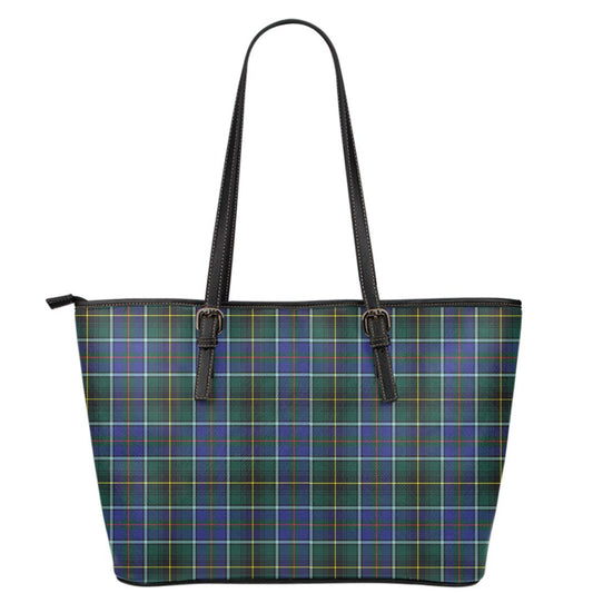 MacInnes Modern Tartan Plaid Leather Tote